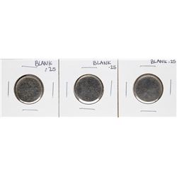 Lot of (3) Blank Clad Quarter Planchet Coin ERRORS