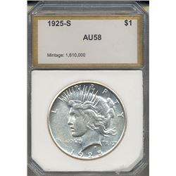 1925-S $1 Peace Silver Dollar Coin PCI AU58