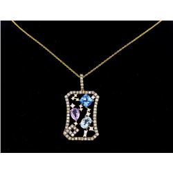 14KT Yellow Gold 1.40ctw Levian Chocolate Diamond Pendant with Chain