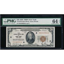 1929 $20 New York National Bank Note PMG 64EPQ
