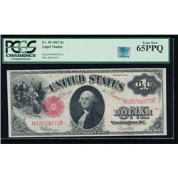 1917 $1 Legal Tender Note PCGS 65PPQ