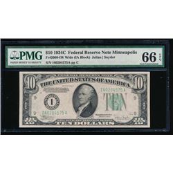 1934C $10 Minneapolis Federal Reserve Note PMG 66EPQ
