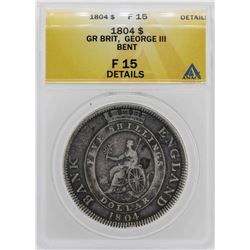 1804 Great Britain George III 5 Shillings Coin ANACS F15 Details