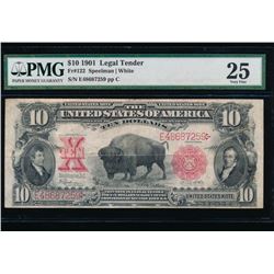 1901 $10 Bison Legal Tender Note PMG 25