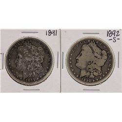 Lot of 1891 & 1892-S $1 Morgan Silver Dollar Coins