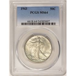 1943 Walking Liberty Half Dollar Coin PCGS MS64