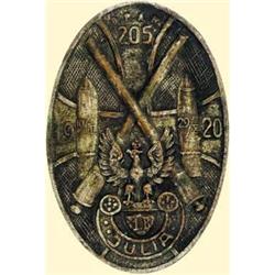 POLAND, MEDAL, 205TH VOLUNTEER FIELD ARTILLERY REGIMENT, BATTERY JULIA