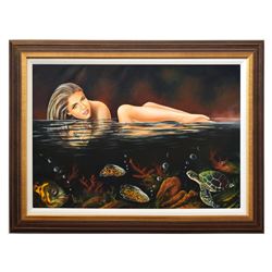 Vera V. Goncharenko- Original Oil on Canvas  Swim in the Ocean 