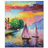 Image 3 : Alexander Antanenka, "Friends Sailing" Original Oil Diptych Painting on Canvas (40" x 24"), Hand Sig