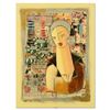 Image 1 : Oz El Hai, "Accessorize, Lady in a Silver Scarf" Original Mixed Media Painting on Board; Hand Signed