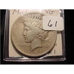 1921 Silver Peace Dollar  VG