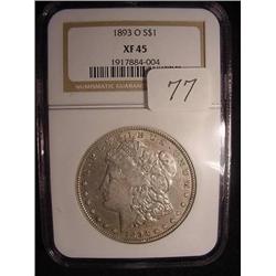 1893-O Morgan Silver Dollar  NGC  XF 45