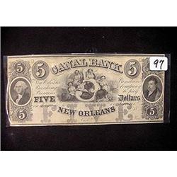 1800s  $5.00 Canal Bank of New Orleans  CU