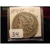 Image 1 : 1891-CC Morgan Silver Dollar  VG  (Scratch)