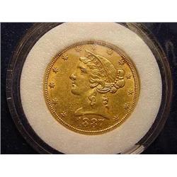 1887-S $5.00 Liberty Head Gold Coin  AU+