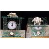 Image 1 : Ornate crystal clock with porcelain floral accent
