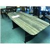 Image 1 : MARBLE TOP LEATHER BASE DINING TABLE.  RETAIL $3,000.00