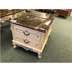 PAIR OF MARBLE TOP NIGHT STANDS.  RETAIL $2,000.00 EACH