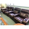 Image 1 : BROWN LEATHER 4 SEAT POWER RECLINING THEATRE STYLE SOFA.  APPROXIMATE RETAIL $11,000.00
