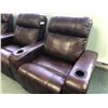 Image 2 : BROWN LEATHER 4 SEAT POWER RECLINING THEATRE STYLE SOFA.  APPROXIMATE RETAIL $11,000.00