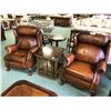 Image 1 : PAIR OF FLEXSTEEL DARK BROWN LEATHER RECLINING HIBACH CHAIRS.  RETAIL $4,299.99 EACH