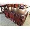 Image 1 : FORMAL HOME OFFICE DOUBLE PEDESTAL DESK WITH KEYBOARD TRAY AND CHAIR.  APPROXIMATE RETAIL $5,100.00