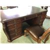 Image 2 : FORMAL HOME OFFICE DOUBLE PEDESTAL DESK WITH KEYBOARD TRAY AND CHAIR.  APPROXIMATE RETAIL $5,100.00