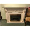 Image 1 : WHITE FIREPLACE MANTLE WITH ELECTRIC FIREPLACE INSERT.