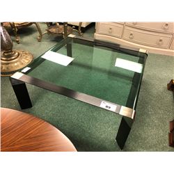 MODERN LOOK GLASS TOP SQUARE COFFEE TABLE.