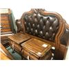 Image 3 : MICHAEL AMINI LAVELLE 7 PC KING BEDROOM SUITE INC. TUFTED LEATHER KING SIZE HEADBOARD, FOOTBOARD,