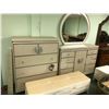 Image 1 : MICHAEL AMINI 5PC BEDROOM SET INC. DRESSER WITH MIRROR, 5 DRW. CHEST AND 2 BENCHES