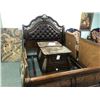 Image 1 : KIRKHAVEN QUEEN BED WITH TUFTED LEATHER HEADBOARD, FOOTBOARD, RAILS, AND 2 NIGHT STANDS.