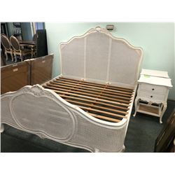 WHITE RATTAN KING BED WITH 2 NIGHT STANDS.  APPROXIMATE RETAIL $5,000.00