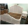 Image 1 : WHITE RATTAN KING BED WITH 2 NIGHT STANDS.  APPROXIMATE RETAIL $5,000.00