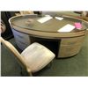 Image 2 : MICHAEL AMINI GLASS TOP FANCY DESK WITH CHAIR.  RETAIL $3,250.00