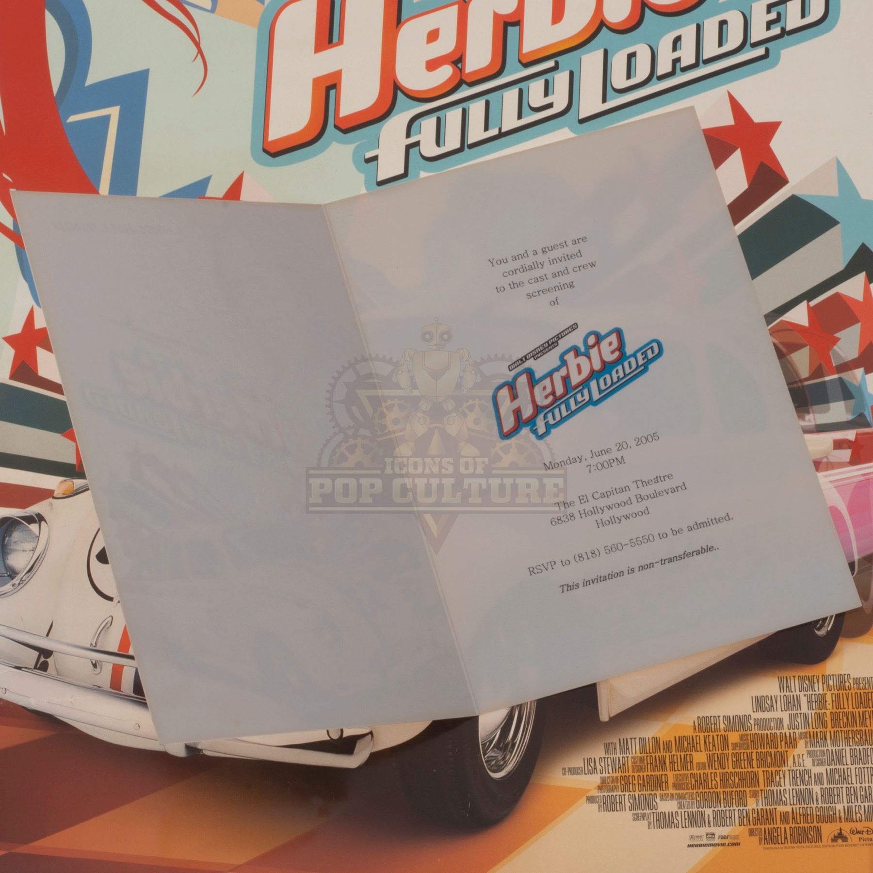 Herbie Fully Loaded “53” Charm Crew Gift & Screening Ticket V396
