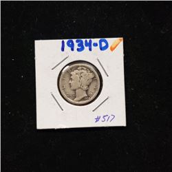 1934 D Mercury Dime