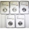 Image 1 : ( 5 ) 1964 WASHINGTON QTR NGC MS65