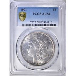 1901 MORGAN DOLLAR PCGS AU-58