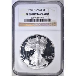 1999 AMERICAN SILVER EAGLE, NGC PF-69 ULTRA CAMEO