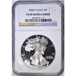 2000 AMERICAN SILVER EAGLE, NGC PF-69 ULTRA CAMEO