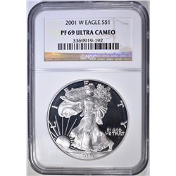 2001-W AMERICAN SILVER EAGLE NGC PF-69 ULTRA CAMEO