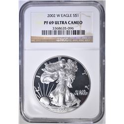 2002-W AMERICAN SILVER EAGLE NGC PF-69 ULTRA CAMEO