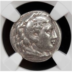 MACEDONIAN KINGDOM: Alexander III, the Great, 336-323 BC, AR drachm, ND. NGC F