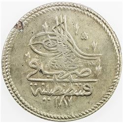 TURKEY: Abdul Hamid I, 1774-1789, AR piastre, AH1187 year 7. EF