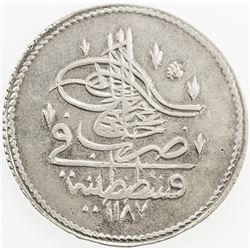 TURKEY: Abdul Hamid I, 1774-1789, AR piastre, AH1187 year 8. EF-AU