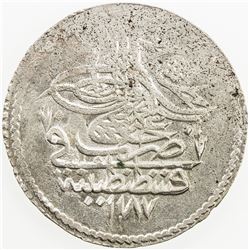 TURKEY: Abdul Hamid I, 1774-1789, AR piastre, AH1187 year 16. EF