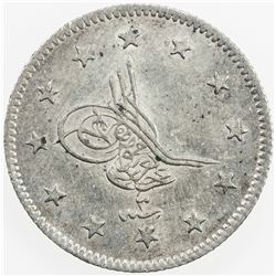 TURKEY: Abdul Aziz, 1861-1876, AR 2 kurush, AH1277 year 3. AU