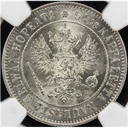 FINLAND: Nicholas II, 1894-1917, AR markka, 1907-L, KM-3.3, NGC graded MS64