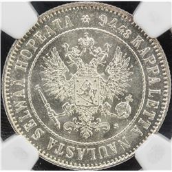 FINLAND: Nicholas II, 1894-1917, AR markka, 1915-S, KM-3.3, NGC graded MS64